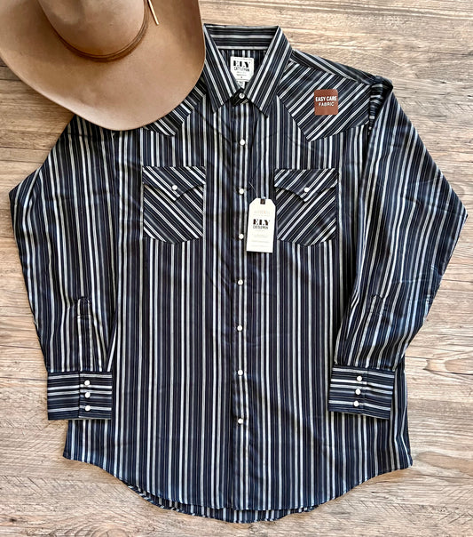 Ely Cattleman Assorted Stripe Pearl Snap Long Sleeve Shirts