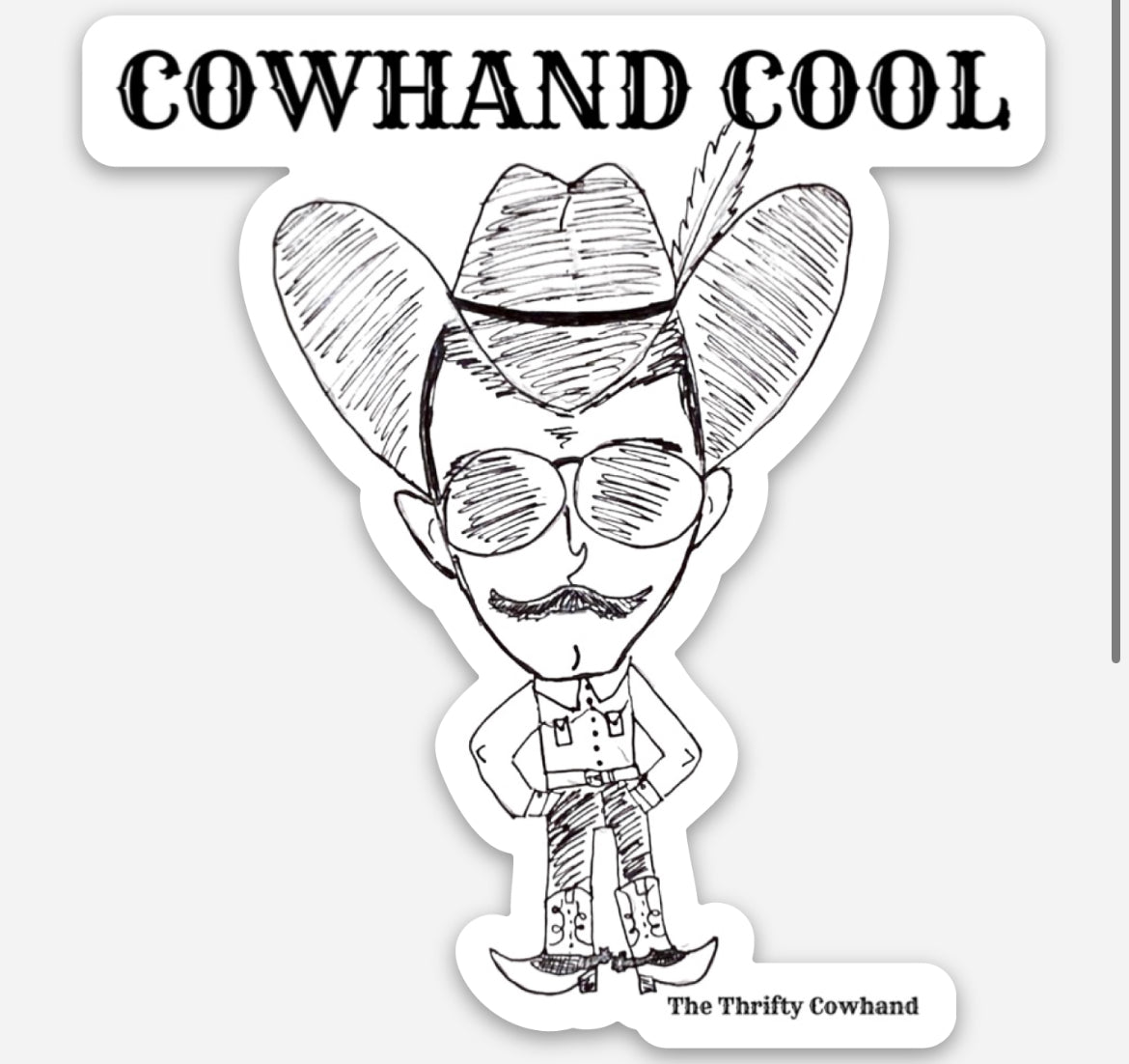 Cowhand Cool Cartoon Vinyl Sticker