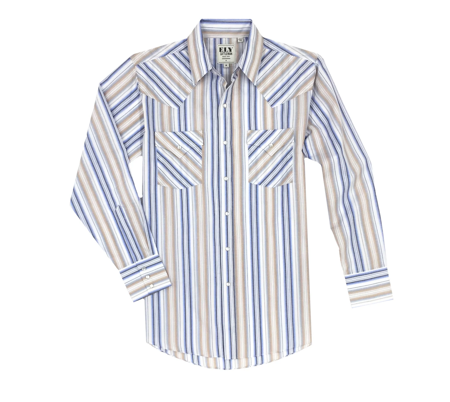 Ely Cattleman Assorted Stripe Pearl Snap Long Sleeve Shirts