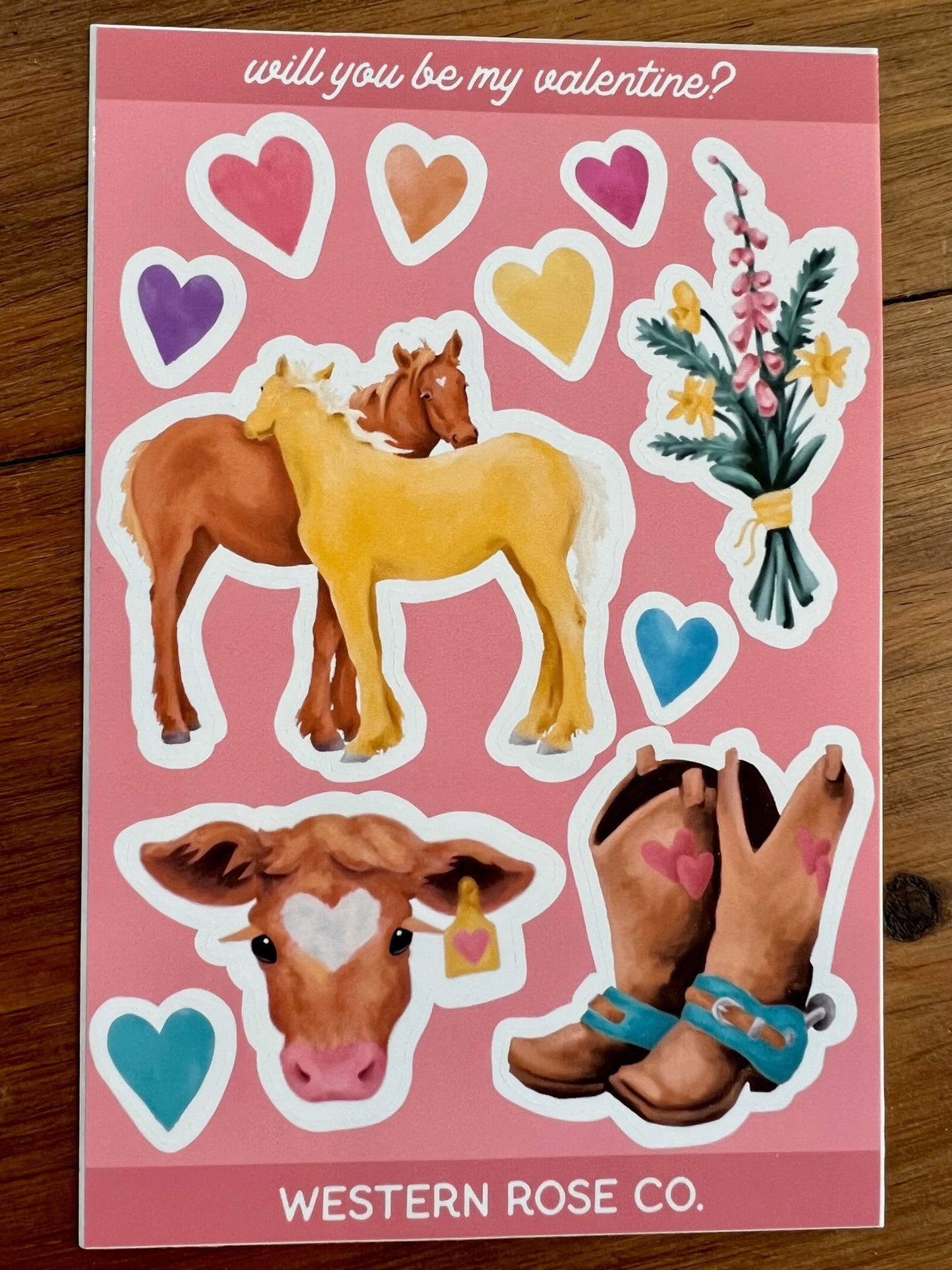 Cowgirl Valentine Sticker Sheet