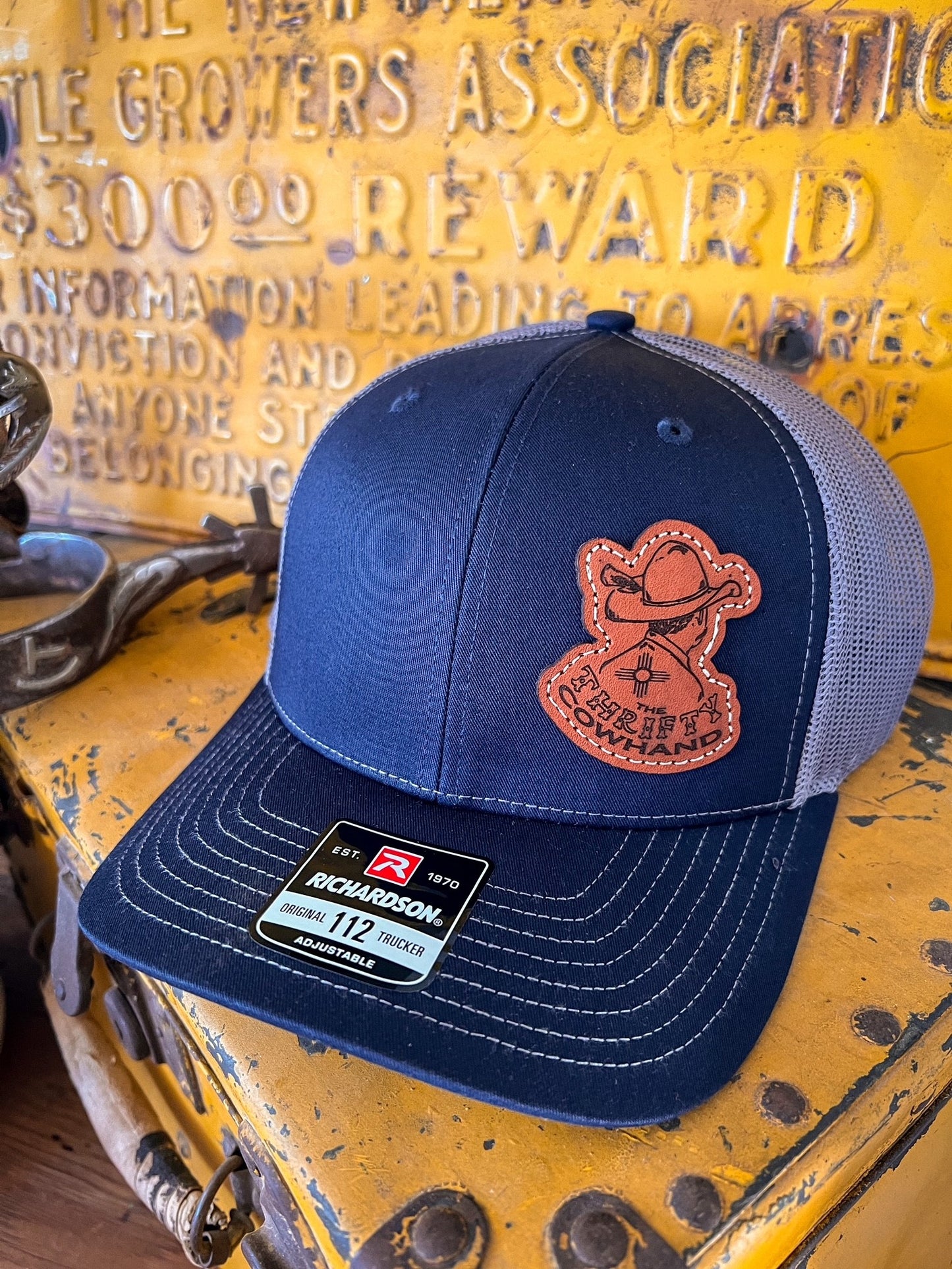 The Thrifty Cowhand Cut Out Leather Patch Caps