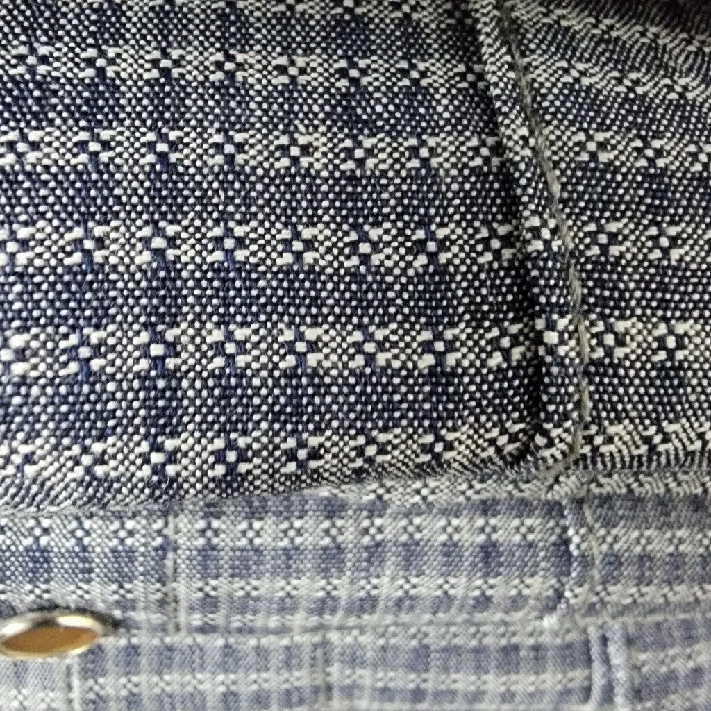 Branded Denim Checkered Cone Chambray Long Sleeve Pearl Snap Shirts